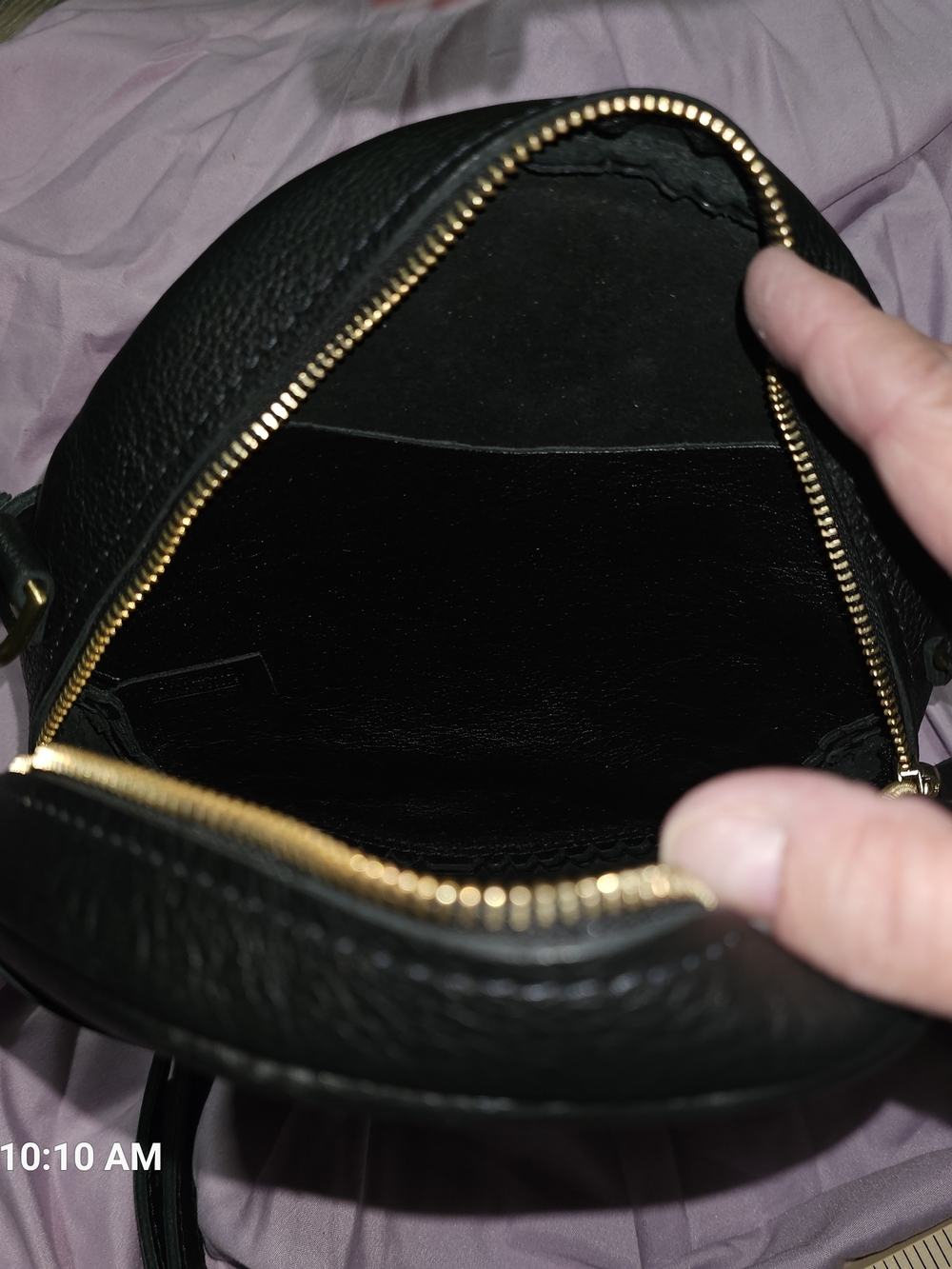 Portland Leather Black Pebble Circle Bag - Picture 5 of 7